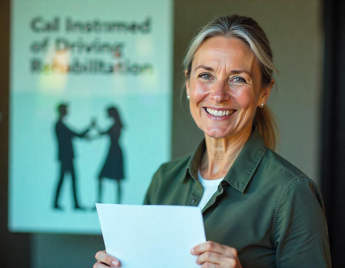 Lächelnde. ältere Frau hält Blatt Papier in der Hand